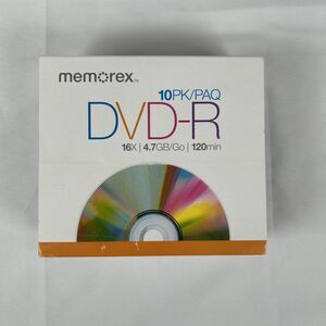 MEMOREX DVD-R 10PK/ PAQ 16X 4.7 GB/Go 120 Min Jewel Cases